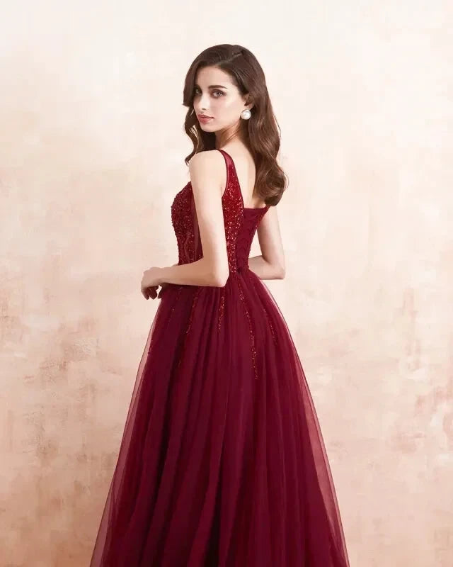 Robe de Soirée en Tulle Rouge - Maison Tulle