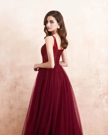 Robe de Soirée en Tulle Rouge - Maison Tulle