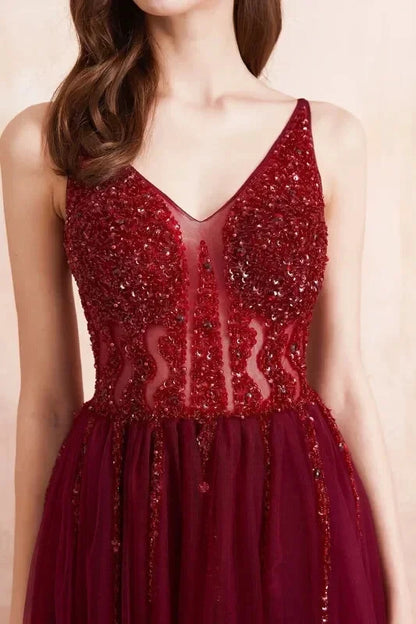 Robe de Soirée en Tulle Rouge - Maison Tulle