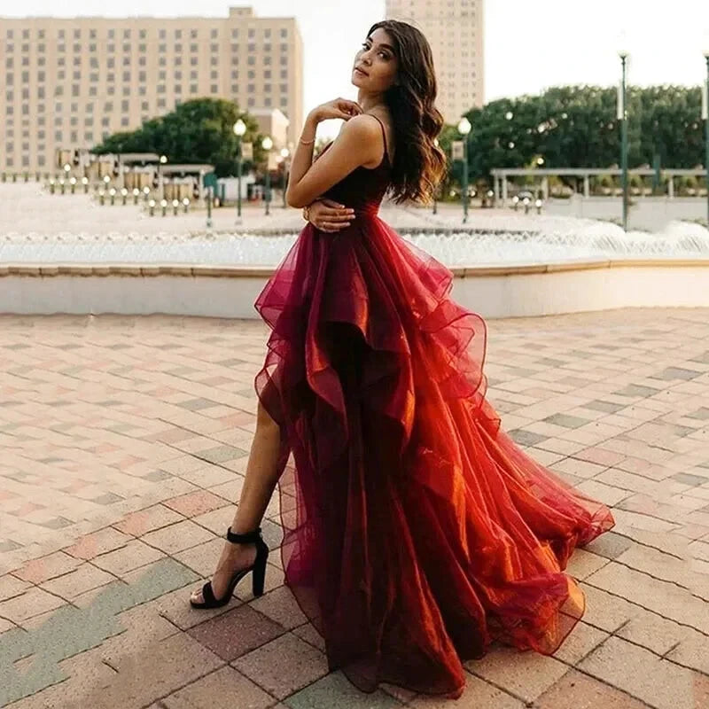 Robe de Soirée Longue Tulle Rouge - Maison Tulle