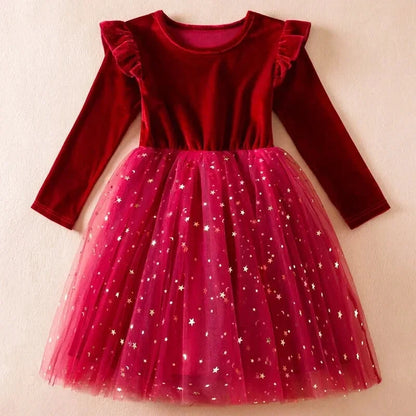 Robe Fille Fête Tulle Rouge