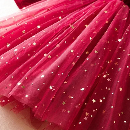 Robe Fille Fête Tulle Rouge