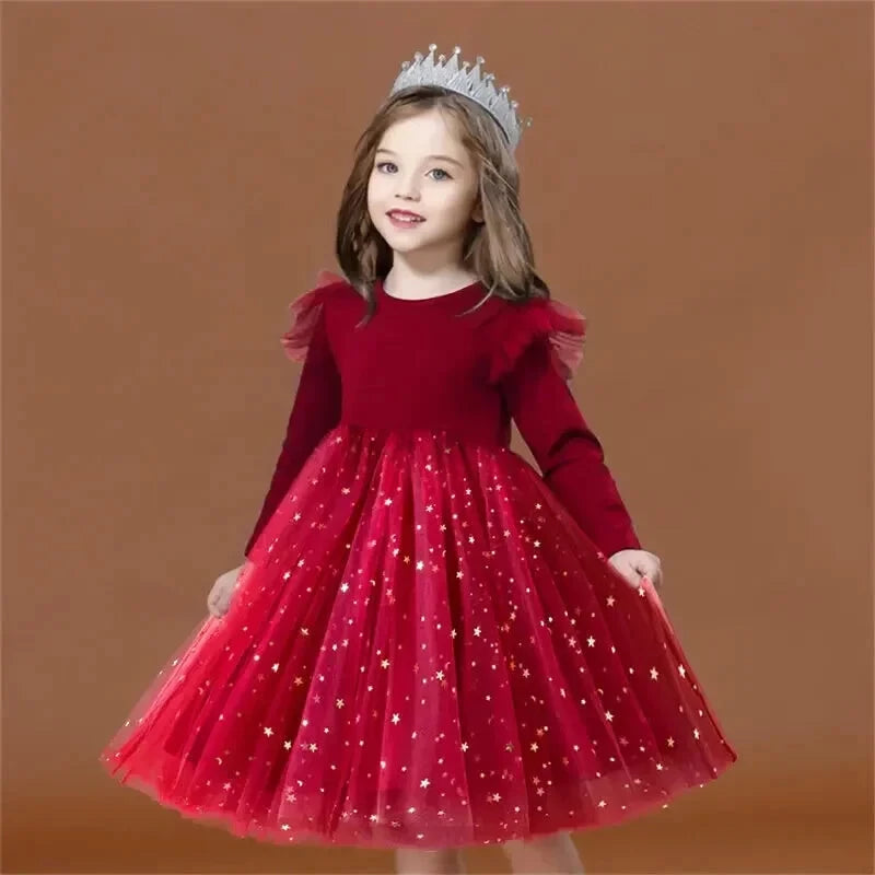 Robe Fille Fête Tulle Rouge