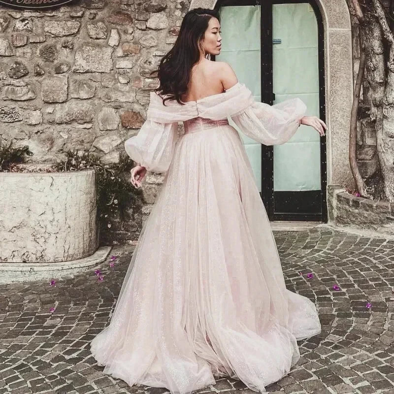 Robe Longue en Tulle Rose