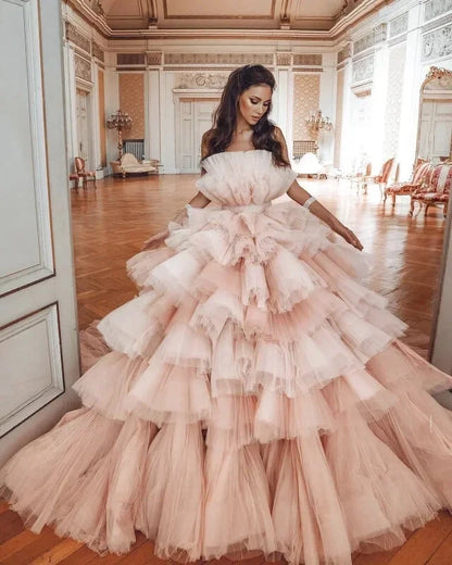 Robe Longue Tulle Rose Pêche