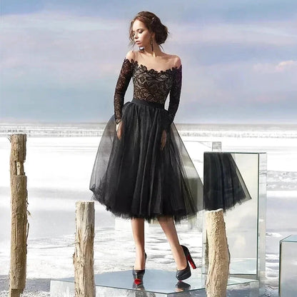 Robe Noire Tulle et Dentelle - Maison Tulle