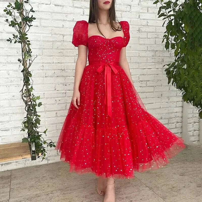 Robe Rouge Tulle Paillette - Maison Tulle