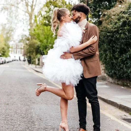 Robe blanche en tulle hotsell