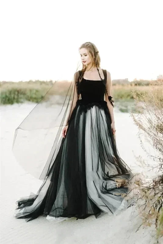 Robe Tulle Longue Noire et Blanc - Maison Tulle