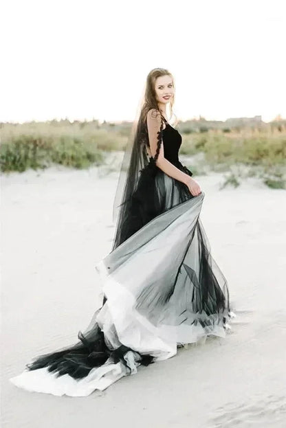 Robe Tulle Longue Noire et Blanc - Maison Tulle