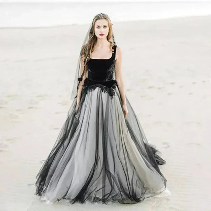 Robe Tulle Longue Noire et Blanc - Maison Tulle