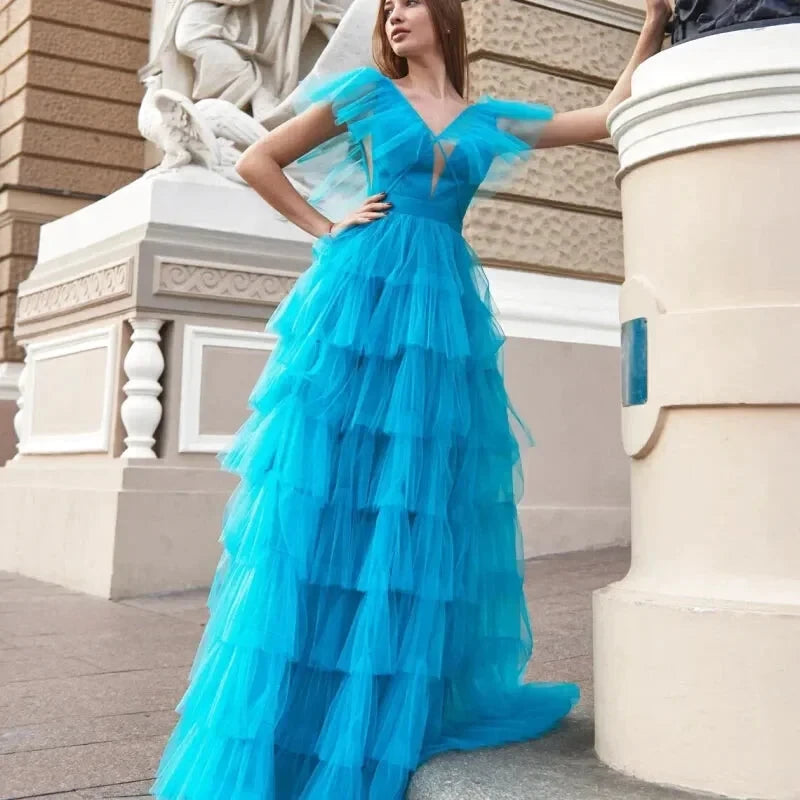 Robe Volant Tulle Bleu - Maison Tulle